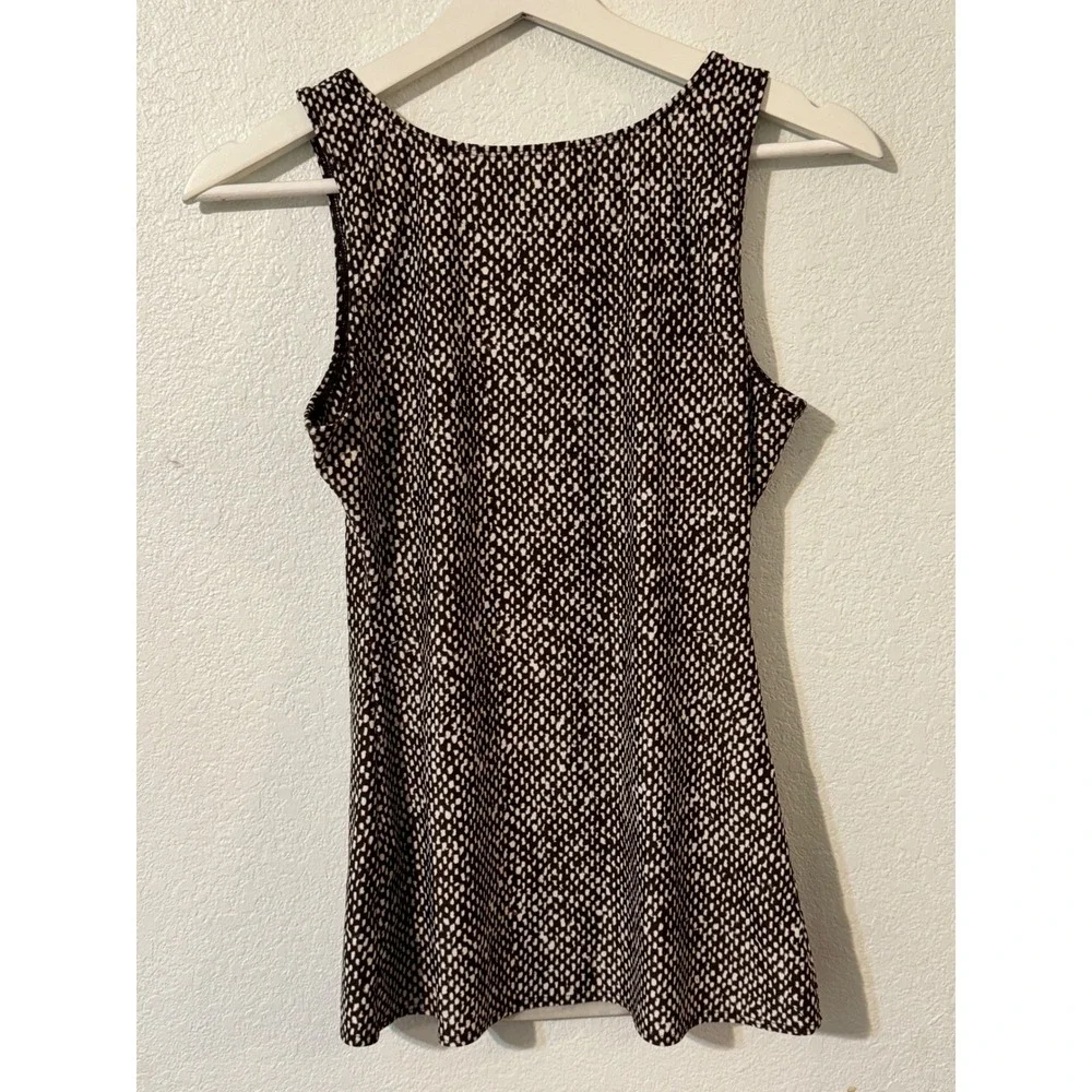 Tapemeasure Womens Brown White Dot Print Tank Top Large Athletic Workout